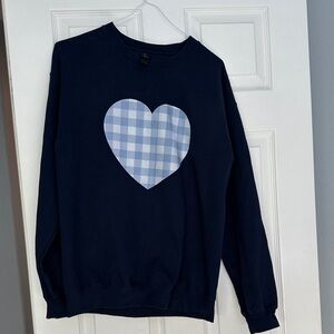 Navy Blue Gingham Heart Sweater wizard of oz sphere show dress up Dorothy